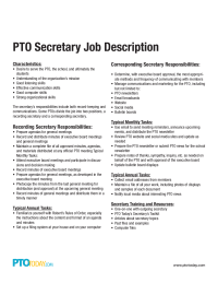 PTO Secretary Job Description