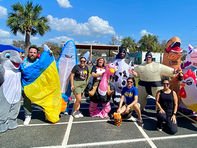 Low-cost student fundraising incentives: inflatable costume race teachers